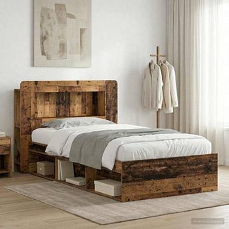 Berkfield Home Bed Frame with Storage Old Wood 100 x 200 cm Engineered Wood in Brown