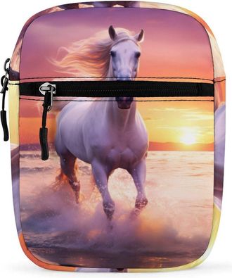 Generic White Horse Crossbody Bag Adjustable Satchel Cute Shoulder Bag Lightweight Sling Bags