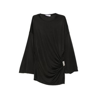 The Attico Gathered-detail Side-slit Mini Dress