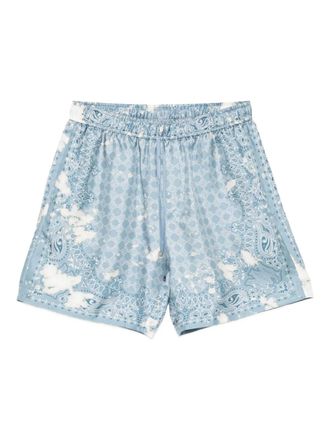 Amiri paisley-print silk shorts - Blue