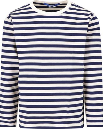 Junya Watanabe Navy and White Striped Cotton Knit Sweater