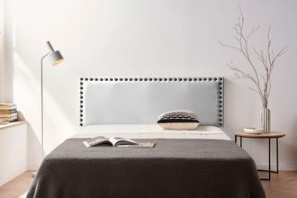 Moonia Moonia - Cabecero Tapizado Modena Polipiel 100x55x8 Cm - Plateado