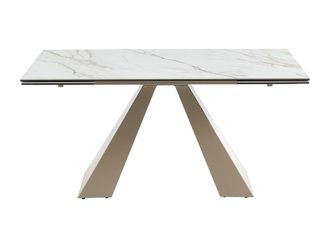 Vente-Unique Extendable Dining Table for 6 To 10 People - Ceramic & Metal in Beige