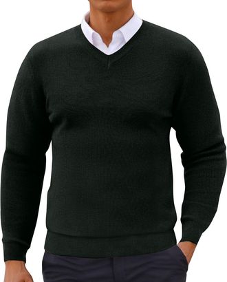 Generic Mens Jumpers Knitted V Neck Jumper Long Sleeve Soft Knitwear Pullover Sweaters for Men UK Winter Warm Slim Fit Mens Sweatshirts Smart Casual Plain Wor