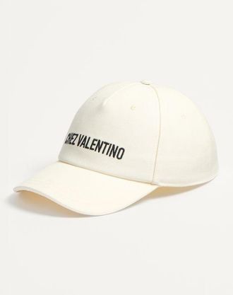 Valentino Garavani Baseball Cap Chez Valentino In Cotone Con Ricamo Uomo AVORIO/NERO 57