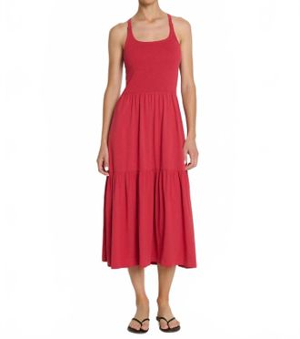 Nation Ltd Penelope Smocked Midi Dress In Heartbeat Red