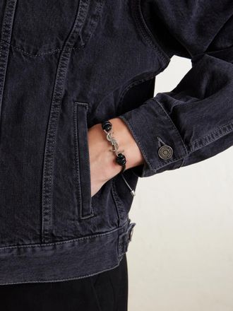 Saint Laurent Silver-Tone and Leather Bracelet