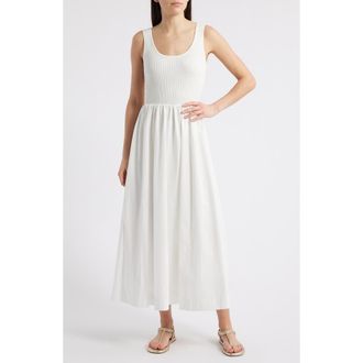Moon River Sleeveless Mixed Media Maxi Dress in Ivory at Nordstrom Rack, Size Large