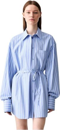 Sportmax Firma Shirt - Dames - Shirt Kleedjes - Blauw - XL - Katoen - Kleedjes