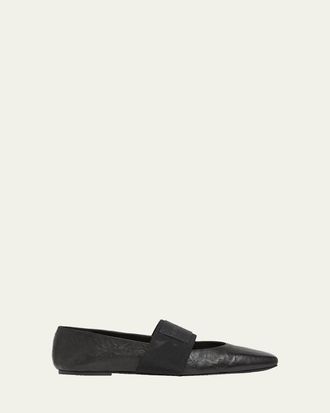 Givenchy Sliced Square Textured Leather Square-Toe Ballerina Flats