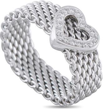 Tiffany & Co. 18K White Gold Diamond Heart Ring TI36-050126