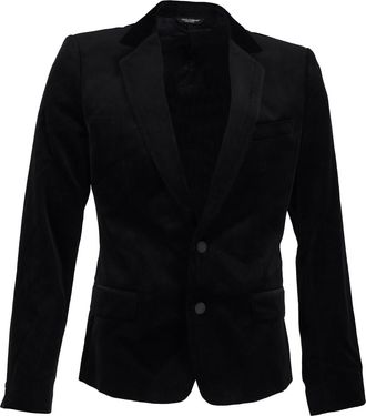 Dolce & Gabbana Pre-owned Mens & Velvet Single-Breasted Jacket in Black - Size EU 50 (Mens)