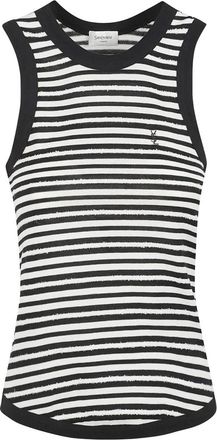 Saint Laurent Gestreepte Tanktop - Dames - Tops - Zwart - Maat: L