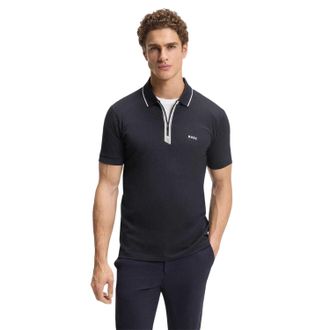 HUGO BOSS Herenpolo met contrasterende biezen in katoen (Donkerblauw)