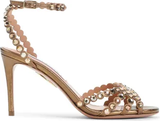Aquazzura Brass Goat Leather Tequila Sandal-Donna