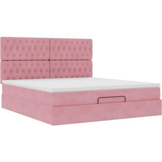 vidaXL Estructura De Cama Otomana Colchones Terciopelo Rosa 180x200cm Vidaxl