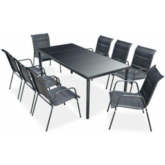 vidaXL Juego De Comedor De Jard&iacute;n 9 Piezas De Acero Negro Vidaxl