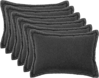 vidaXL Funda De Almohada 6 Pcs Houten Gris Oscuro 30 X 50 Cm Boucl&eacute; Vidaxl