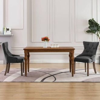 vidaXL Vidaxl - Sillas De Comedor 2 Unidades Tela Gris