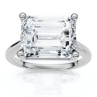 Pompeii3 Certified 5Ct Emerald Cut Lab Grown Diamond Solitaire East West Engagement Ring
