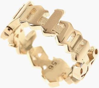 Palm Angels Gold-Tone Logo Ring size 52