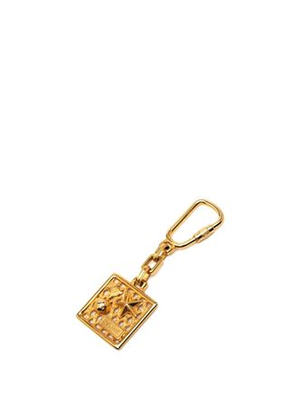 Celine 2010-2025 Gold Plated Logo Star Square Ring Charm key chain