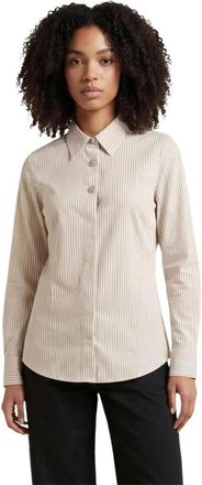 Jacqueline de Yong Lange Mouwen Button-Up Klassiek Kraag Shirt - Dames - Overhemden - Beige - S - Katoen - Overhemden