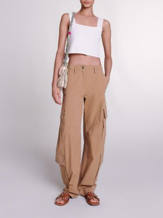 Maje Cargo Trousers With Pockets - Beige - Maje