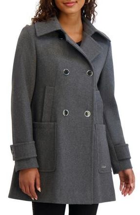 Karl Lagerfeld Four Pocket Wool Blend Swing Coat in Medium Grey at Nordstrom Rack, Size X-Small