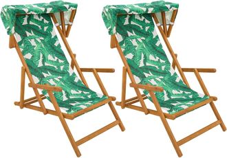 vidaXL Silla De Terraza 2 Pcs 3 Posici&oacute;n Madera De Eucalipto Maciza Vidaxl