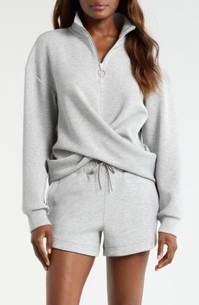 Lord & Taylor Dreamweave Crossover Quarter Zip in Heather Concrete at Nordstrom, Size X-Large