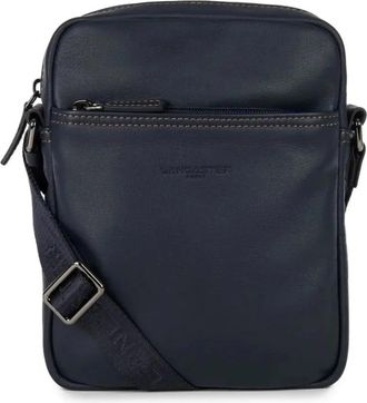 Lancaster Crossbody tas van rundleer met rits - Heren - Schoudertassen - Blauw - ONE Size - Leer - Tassen