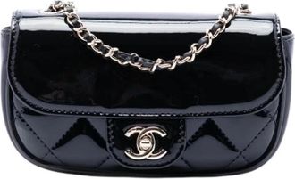 Chanel Pre-owned Mini Flap Crossbody - Dames - Vintage Mini Tas - Zwart - ONE Size - Leer - Vintage
