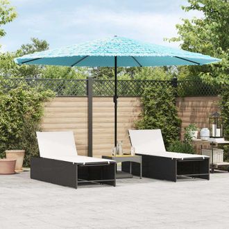 Berkfield Home Garden Parasol with Steel Pole Blue 388x388x248 cm | Size: 388 x 388 x 248 cm
