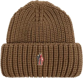 Moncler Grenoble Apres-Ski Beanie - Heren - Hoeden - Bruin - ONE Size - Wol - Accessoires