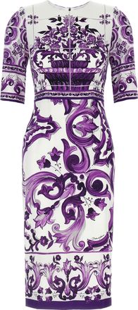 Dolce & Gabbana Purple Silk Midi Womens Dress