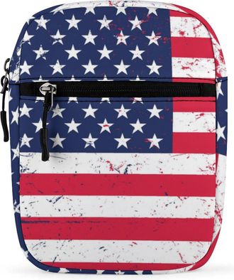 Generic Grunge USA American Flag Crossbody Bag Adjustable Satchel Cute Shoulder Bag Lightweight Sling Bags