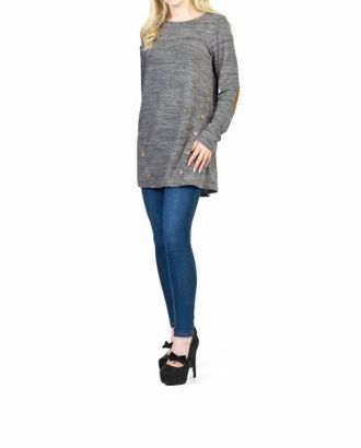Papillon Heathered Tunic With Button Detail In Grey
