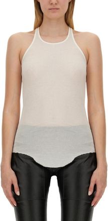 Rick Owens White Solid Halter Neck Top