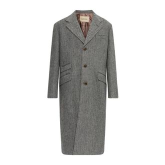 Valentino Garavani Wool Herringbone Pattern Coat - Heren - Mantel - Grijs - L - Wol - Jassen