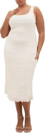 City Chic Emelia Smocked Midi Dress in Creme at Nordstrom, Size 18W