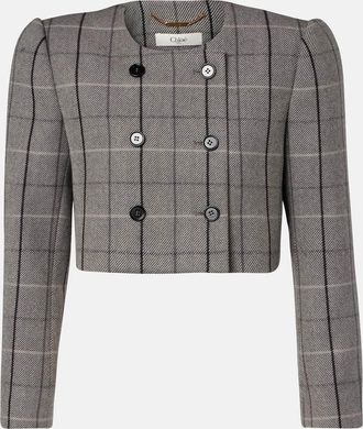 Chlo&eacute; Chlo&eacute; Checked cropped wool jacket