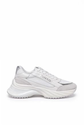 Pinko Leather Rubber Fiber Sneakers - White