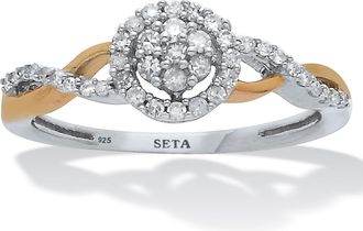 Palm Beach Jewelry 26 TCW Diamond Tutone Sterling Silver Halo Twist Ring