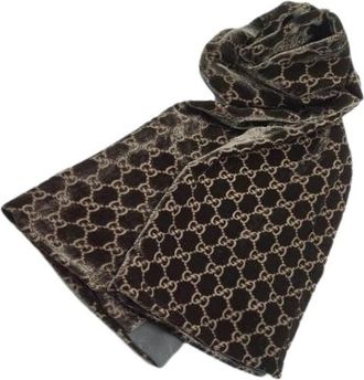 Gucci Pre-owned Vintage Zijde Fluwelen Sjaal - Dames - Vintage Accessoires - Bruin - ONE Size - Vintage