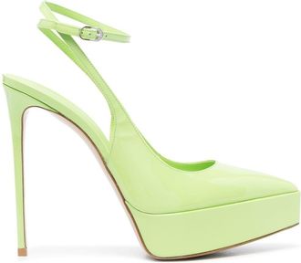 Le Silla Uma 140mm slingback pumps - women - Goat Skin/Calf Leather/Rubber/Patent Calf Leather - 39 - Green
