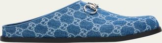 Gucci GG Denim Mules with Horsebit