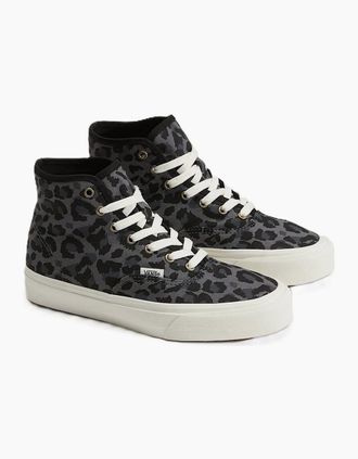 Vans Womens Vans Authentic Hi 2.0 Canvas Womens Leopard Black/Pew Trainers - Grey - Size: 5