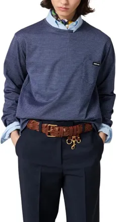 Miu Miu Blue Stripes Crew Neck T-Shirt