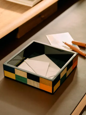 Morici Collection Venezia Rialto Wood Inlay Desk Tidy